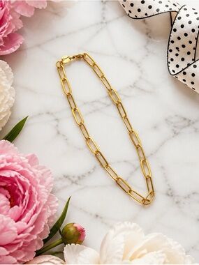 Gold  Over Sterling Silver Paperclip Chain Bracelet